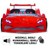 İnegöl'den Eve Lamborghini - Rs-1 - Arabalı Yatak, Kumandalı, Rüzgarlıklı Model - Kırmızı - 207 x 105 cm