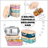 İnfeta 1 Adet 2 Bölmeli Çelik Termoslu Sızdırmaz Beslenme KABI-150+300 ml Yemek Taşıma ve Saklama Kabı Silikon Contalı Kapak