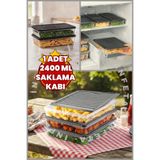 İnfeta 1 Adet 2400 ml Mikrodalga Ve Difrize Uygun Saklama Kabı Buzluk Düzenleyici-Gri Kapaklı Buzdolabı & Yemek Kabı Mutfak Düzenleyici Gıda Saklama Kabı
