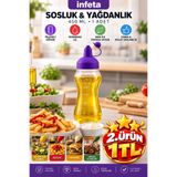 İnfeta 1 Adet 450 ml Şeffaf Plastik Yağdanlık Sosluk Ölçekli Renkli Kapaklı Ketçap Mayonez Şişesi 2. ÜRÜN 1 TL