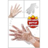 İnfeta 100 Adet Kullan At Şeffaf Eldiven Standart Beden Çok Amaçlı Yemek-Temizlik Eldiveni