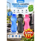 İnfeta 1500 ML Sporcu Suluk Pratik Taşıma Kulplu Kapaklı Su Matarası