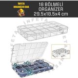 İnfeta 18 Bölmeli Şeffaf Kapaklı , Düzenleyici Organizer Malzeme Kutusu Hobi El Aleti Çivi Vida Çantası