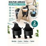 İnfeta 2 Adet Koltuk Arkası Askılıklı Plastik Bardak, Çanta, Telefon, Tablet Tutucu