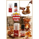 İnfeta 3 Adet 10 ml Amber Esansiyel Koku Yağı - Hava Nemlendirici Buhardanlık Kokusu Uçucu Yağ - Kurutma Topu Ütü Aroma Kokusu Oda Kokusu