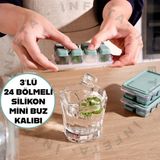 İnfeta 3'lü Kapaklı Baş Parmak Silikon Buz Kalıbı Yapışmaz 8'er Bölmeli Buz Küpü Kabı Kolay Kullanım
