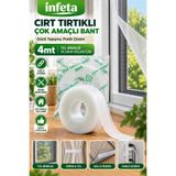 İnfeta 4 Metre Beyaz Yapışkanlı Cırt Bant Tırtıklı Sineklik Tül Sabitleme Bandı