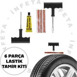 İnfeta 6 Parça Lastik Tamir Kiti 6 Parça Fitil Atma Seti Kolay Lastik Onarım