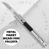 İnfeta Dar Maket Bıçağı Metal Falçata Ince Cep Tip Maket Bıçağı