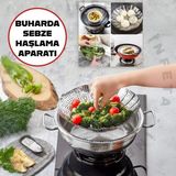 İnfeta Katlanabilir Paslanmaz Buharda Sebze Haşlama Sepeti Tencere Içi Sağlıklı Pişirme