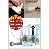İnfeta Pati Saplı Kedi Köpek Tüy Toplayıcı 60 Yaprak Tüy Toz Tiftik Saç Toplayıcı Yapışkanlı Rulo