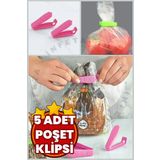İnfeta Poşet Klipsi 5 Adet Poşet Torba Ağzı Kapama Sıkıştırma Mandalı