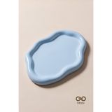 Infinity Art Studio Mineral Beton Dalgalı Bulut Tabak Dekoratif Tepsi • Vernik Kaplı • El Yapımı • Blanc