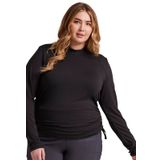 Infinity Kadın Uzun Kollu Tişört Mock Neck Underscrub Örgü Orta Sırt Uzunluğu 24 1/2 inç - CK767, Kalay / Siyah, S