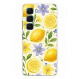 Infinix Hot 60 - Hot 60i Uyumlu Sulu Boya Limon ve Çiçek Desenli Baskılı Silikon Kılıf