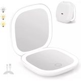 Infitrans Edilebilir Cep Aynası, 1X/5X Büyütme Led Kompakt Seyahat Makyaj Aynası, Işıklı, 3 Renk Modunda, Çanta Aynası, 2 Taraflı, Taşınabilir, Katlanır, Elde Taşınabilir, Hediye Için Küçük Ayna