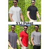 INFLUYENTE Erkek Çoklu Paket Regular Likralı Kumaş %100 Pamuklu Bisiklet Yaka Kısa Kollu T-shirt