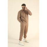 INFLUYENTE Erkek Kışlık Eşofman Takımı Sweatshirt Jogger - Kahverengi Regular Yumuşacık Bisiklet Yaka