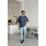 INFLUYENTE Erkek Oversize MODAL KUMAS Solmayan Canlı Renk İpeksi Dokulu T-Shirt