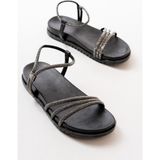 İnfon 1001-1100 Siyah Taşlı Kadın Sandalet