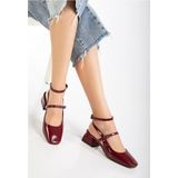 İnfon Ayakkabı Marketi ST-003 Bordo Rugan Günlük 4 cm Topuklu Bayan Ayakkabı - Siyah