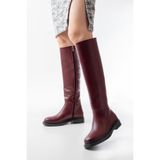 infon shoes creation 2024-3007 Bordo Fermuarlı Günlük Kadın Çizme