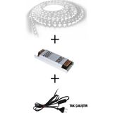 Informed 3 Çipli Iç Mekan Beyaz Renk 5 Metre Şerit LED Işık + 5 Amper LED Trafosu + Kablo - 6500K - Beyaz Işık