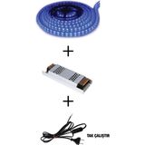 Informed 3 Çipli Iç Mekan Mavi Renk 5 Metre Şerit LED Işık + 5 Amper LED Trafosu + Kablo