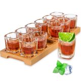 INFTYLE Shot Bardağı Seti - 2 oz/60 ml 12'li Set Shot Cam Tepsi Tutucu Seti Kalın Taban Kulüp Bar Partisi için (12 adet)