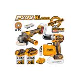 İngco INGCO Lİ-İON KÖMÜRSÜZ AKÜLÜ 2'Lİ KOMBO SET MATKAP VE AVUÇ TAŞLAMA 20V 2.0/4.0 AH