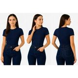 İngegno Body Bisiklet Yaka Yarım Kol Örme Kumaş Viskon Body Kadın - Lacivert