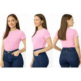 İngegno Body Bisiklet Yaka Yarım Kol Örme Kumaş Viskon Body Kadın - Pembe - 3XL