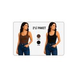 İngegno Body Geniş Bisiklet Yaka Sıfır Kol Örme Ring Kumaş Viskon Body 2 Li Paket