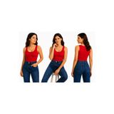 İngegno Body Geniş Bisiklet Yaka Sıfır Kol Viskon Örme Ring Kumaş Body Kadın Kırmızı Renk