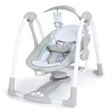 Ingenuity ConvertMe 2'si 1 Arada Kompakt Taşınabilir Bebek Salıncağı ve Bebek Koltuğu, Akülü Titreşimler, Otomatik Sallanma, Doğa Sesleri - 9 kg'a kadar
