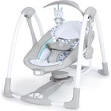 Ingenuity ConvertMe 2'si 1 Arada Kompakt Taşınabilir Otomatik Bebek Salıncağı ve Bebek Koltuğu, Pil Tasarrufu Sağlayan Titreşimler, Doğa Sesleri, 0-9 Ay 3-9 kg (Swell) - Gri
