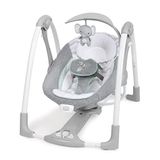 Ingenuity ConvertMe 2'si 1 Arada Kompakt Taşınabilir Otomatik Bebek Salıncağı ve Bebek Koltuğu, Pil Tasarrufu Sağlayan Titreşimler, Doğa Sesleri, 0-9 Ay 3-9 kg (Swell)