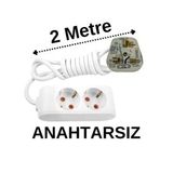 İngiliz Erkek Türk Dişi Universal Priz Dönüştürücüsü Uzatmalı 2 Li 2 Metre