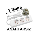 İngiliz Erkek Türk Dişi Universal Priz Dönüştürücüsü Uzatmalı 3 Lü 2 Metre