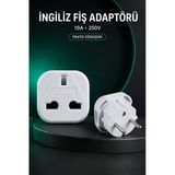 İngiliz Tipi Fiş Adaptörü Uk İngiltere Seyahat Dönüştürücü 240V 10A 16A Beyaz Elektrik Fiş Aparatı