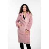 Ingiliz Yaka Peluş Kürk Manto - Koyu Toz Pembe - 42