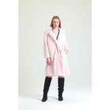Ingiliz Yaka Peluş Kürk Manto - Toz Pembe - 38