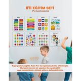 Ingilizce 8'li Eğitim Seti-2 Set Okul Öncesi - Ilköğretim Çocuk Pvc Poster 21X30 cm