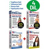Ingilizce + Almanca + Rusça + Ispanyolca Eğitim Setleri ve Kitapları, 4 Dilde Hızlı ve Etkili Eğitim