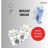 Ingilizce Google Yorum Kartı - Google Işletme Puanlama Kartı - 5 Yıldız Puan Toplar (Nfc ve Karekod Özellikli) - Tüm Telefonlarlar ile Uyumlu