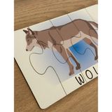 Ingilizce Hayvanlar Öğrenme Eşleme Puzzle Kartı, Puzzle Eğitici Oyuncak, Montessori Eğitim Oyuncak