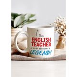 Ingilizce Öğretmeni Kupa Bardak, This English Teacher Is An Absolute Legend, Öğretmenler Günü Hediyesi, Beyaz Seramik Kupa - 10 Adet - Beyaz- Renkli