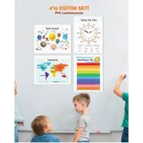 Ingilizce Okul Öncesi - Ilköğretim Çocuk Eğitim Seti-6 Pvc Laminasyonlu 4'lü Poster 21X30 cm