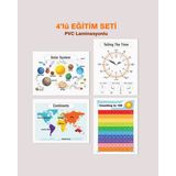 Ingilizce Okul Öncesi - Ilköğretim Çocuk Eğitim Seti-6 Pvc Laminasyonlu 4'lü Poster 30X42 cm