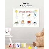 Ingilizce Preschool Planner Okul Öncesi Planlayıcı Yaz-Sil Pvc POSTER30X42 cm